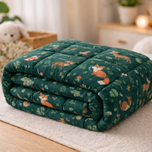 gRÜNE gEWICHTSDECKE FÜR kINDER MIT wALD mUSTER