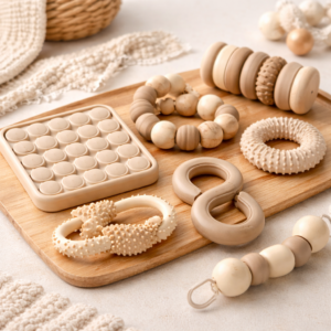 Reizarmes Fidget Toy Set aus Holz und Silikon für Kinder